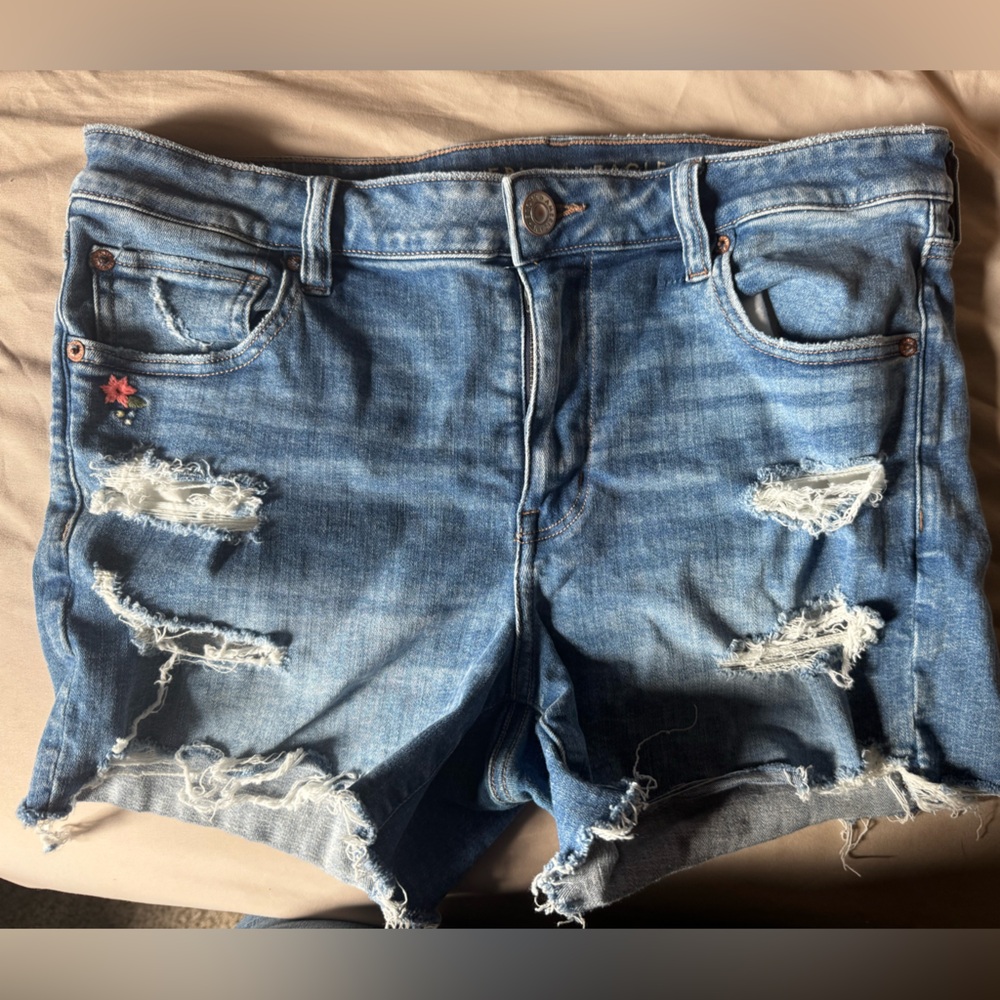 American Eagle Outfitters Ripped Blue Jean Shorts size 14
